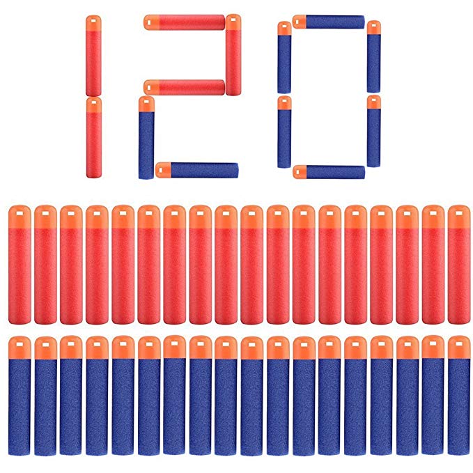 POKONBOY Mega Dart Refill Pack ( 120 PCS) N-Strike Mega Series 2 Color Red & Blue Mega Dart Compatible Nerf Gun