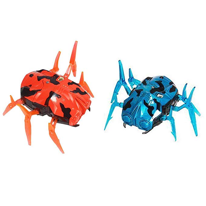 Fstop Labs 2 Pack Laser Tag Bug Spider Moving Robot, Space Blaster Training Bot, Robot Nano Bug Striker LED Laser Tag for Kids Game Toy Indoor and Outdoor Activity (Orange & Blue)