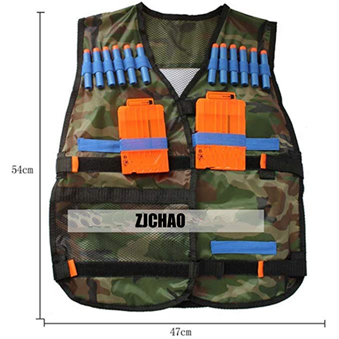 ZJchao Kids Elite Tactical Vest with 20pcs Soft Foam Darts for Nerf Gun N-strike Elite Series Including 2 Clips