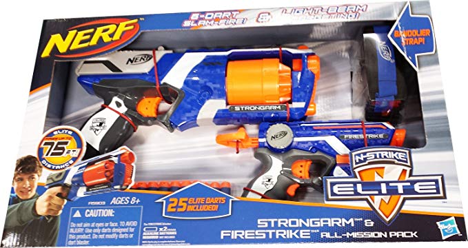 NERF N-Strike Elite: Strongarm, Firestrike Blasters, Bandolier and 25 ammo refills ALL-MISSION PACK